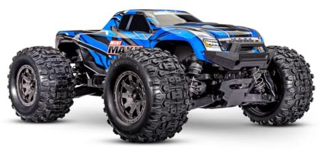 TRAXXAS Mini Maxx 4WD Brushless BL-2S RTR 1:12 Monster Truck blau mit Akku + 2A USB/C-Lader