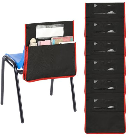 PATIKIL Red Chair Pockets for Classroom, 12 Pack Classroom Chair Pockets Length 16.5 Width 15.4 Seat Pockets Sacks with Blank Name Slot for Classroom Chairs