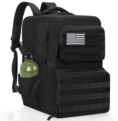 IBVIVIC Taktischer Rucksack, wasserabweisend, Militär, MOLLE, für Jagd, Camping, Reisen, 33 x 30,5 x 50,8 cm (L x B x H), Schwarz