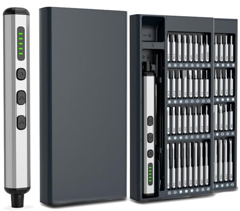 Mini Elektro Schraubendreher Set, 68 in 1 Magnetische Präzisions-Schraubendreher Kit mit 64 Stahlbits, Akku betrieben, für Reparatur von Phone und Laptop