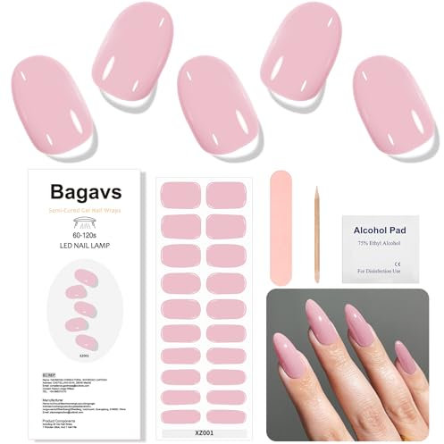 Bagavs Unghie Gel Adesive UV 20 PCS Smalto Adesivo per Unghie Strisce Gel UV (rosa)