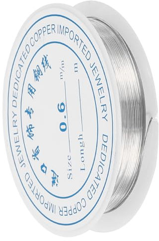 sourcing map 0.6mm/22 Gauge Copper Wire for Jewelry Making, 1 Roll Craft Tarnish Resistant Beading Wire for Jewelry Making Supplies(Silver)-4.5m