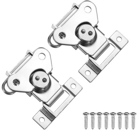 PATIKIL 2.8x2.6 Gancio A Farfalla A Molla, 2Pcs Gancio A Farfalla In Acciaio & Fermo Per Chiusura Di Cassette Scatole Bauli, Argento