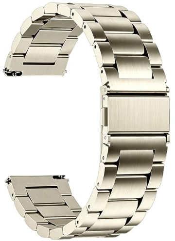 Aurrain 18mm Edelstahl Metall Armband für Garmin Vivoactive 4S/3S/Venu 3s/Venu2s/Huawei WatchGT5/WatchGT4/Forerunner255s/Active S/Fossil Ladies Gen 6/5E/3/4/HR Gen4,Metall Armband Unisex