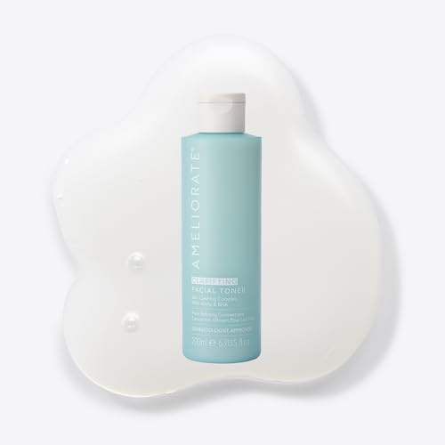AMELIORATE Clarifying Facial Toner 200ml | Clinically Proven Pore Refining Toner for Blemish Prone Skin | Exfoliates & Brightens with Lactic Acid & Niacinamide | Dermatologist Approved