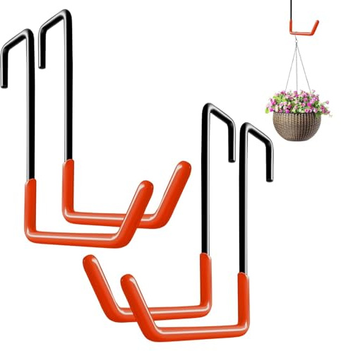 DEANKEJI 4 Piezas de Ganchos en S Ganchos, Adecuados para Cuelga Bicis Pared de Hasta 5 CM de Grosor, Robustos Colgar Bicicletas Pared para Colgar Bicicletas, Macetas y Herramientas de Jardinería