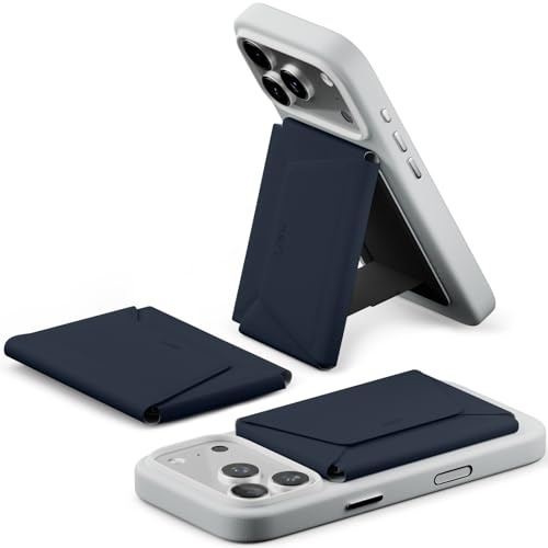 MOFT Magnetische Wallet, 8 Kartenhalter, Magnetischer Handyständer mit Zug-zum-Zugriff-Design, RFID-Blockierung, Winkelverstellung & MOVAS Minimalist Snap Field Wallet für Reiseutensilien，Marineblau
