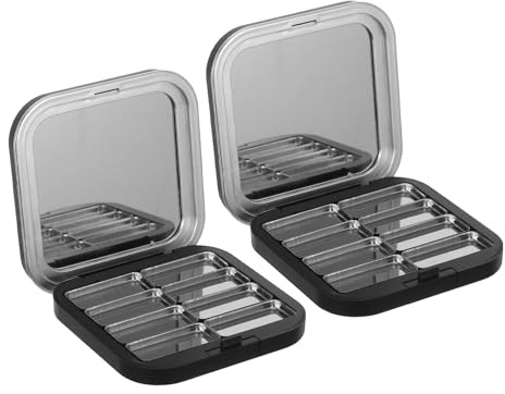 SOIMISS Magnetische Lidschattenpalette aus Abs und Eisen mit 8 Fächern Mattschwarze 2 Stück Praktische Tragbare Kosmetikbox für Make Up und Reisen