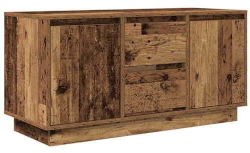 XJBTBA Mobile TV con luci a LED - MDF in Rovere, 100x41x50 cm, 2 Ante e cassetti per riporre Gli Oggetti nel Soggiorno