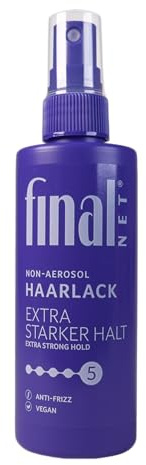 Final NET Haarspray Extra Starker Halt - Anti-Frizz Volumen Spray - 125 ml | Veganer Non-Aerosol Zerstäuber ohne Treibgas mit Haltegrad 5 - ideal als Föhnspray für 24h Kontrolle und leichtes Ausbürsten
