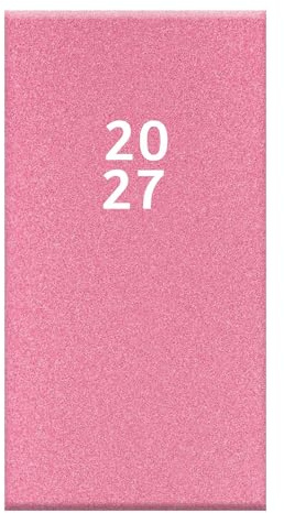 Taschenkalender 2027, schmal, Wochenansicht, glitzernd, Pink, Hardcover, Wochenplaner, glitzernd, tragbar, Taschenformat, leicht, Reisetagebuch, Schule, Arbeit