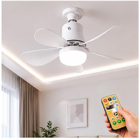Ventilatore da Soffitto con Luce LED E27 e Telecomando 30W40CM A | 3 Velocità, Luce Dimmerabile, 3 Temperature Colore, Timer Incluso, Silenzioso