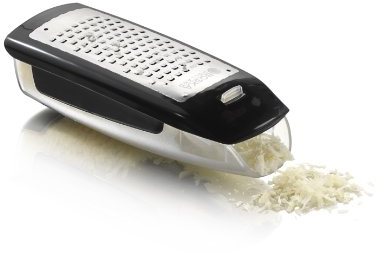 Boska Easy Grater/mit praktischem Auffangbehälter/Kunststoff/Edelstahl/Silber / 165 x 70 x 45 mm