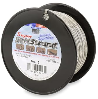 SuperSoftstrand 500-Feet Picture Wire Vinyl Coated Stranded Stainless Steel