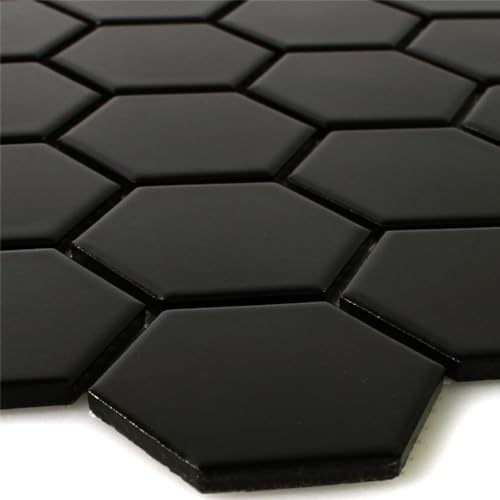 Keramik Mosaikfliesen Hexagon Salamanca Schwarz Matt H51