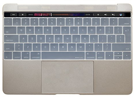 MiNGFi Silikon Tastaturschutz für MacBook Pro 13 A1706/A1989/A2159 (2016–2020), Pro 15 A1707/A1990 (2016–2019) EU/ISO Tastaturlayout - Transparent