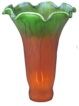 Traditional Amber/Green Tiffany Style Lily Glass Replacement Light Shade