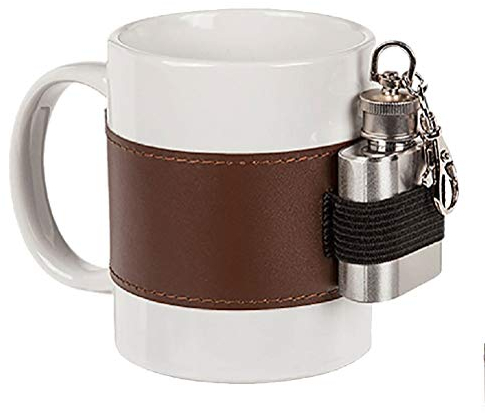 OOTB Mug en céramique, Extra Shot, avec flasque métallique, Blanc, 14,5 x 8 x 9,5 cm