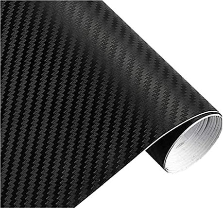 WDragon 60cmX200cm Black Carbon Fiber Vinyl Wrap Texture 3D self adhesive DIY Decor Sheet Roll Film (Black, 200cm x 60cm/6.5ft x 2ft)