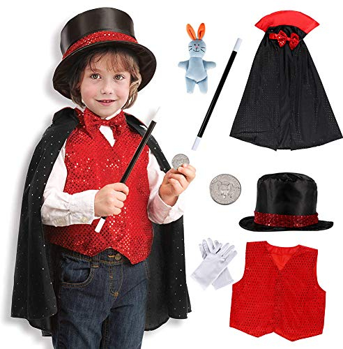 Tacobear Deguisement Magicien Enfant Magicien Costume Magicien Accessoires Roleplay Costume de Rôle Kit pour Halloween Carnaval Noël 9 pièces