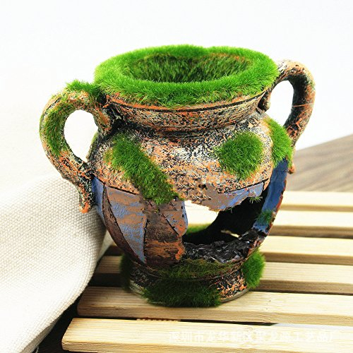 Danigrefinb Aquarium-Dekoration für Aquarien, Landschaftsbau, Garnelen, Moos, Vase, Kunstharz