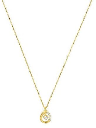 Amor Kette mit Anhänger 925 Sterling Silber Damen Halsschmuck, mit Zirkonia synth., 45 cm, Gold, Kommt in Schmuck Geschenk Box, 9615223