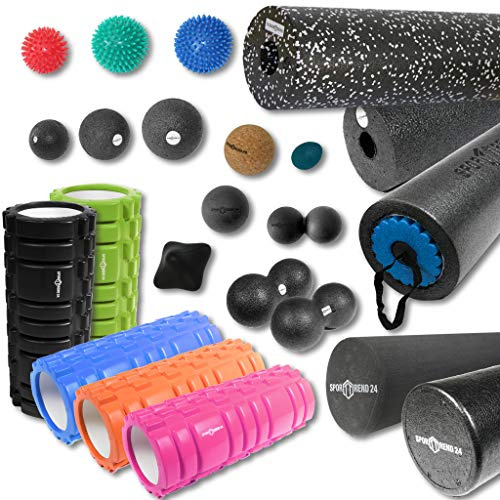 Sporttrend 24® Faszienbälle, Duobälle, Massagebälle & Faszienrollen | Verspannungen/Blockaden lösen, Muskulatur lockern und Durchblutung anregen (Faszienrolle (pink)