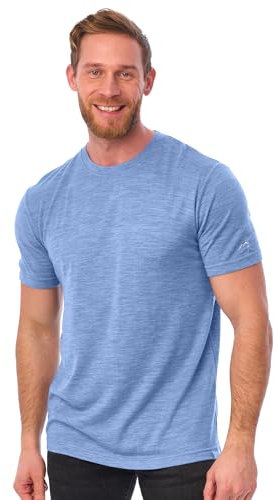 100% Merino T-Shirt Herren Kurzarm - Sport Shirt Männer Wolle, Merino Unterwäsche Herren (X-Large, Woodland Grey Blue)