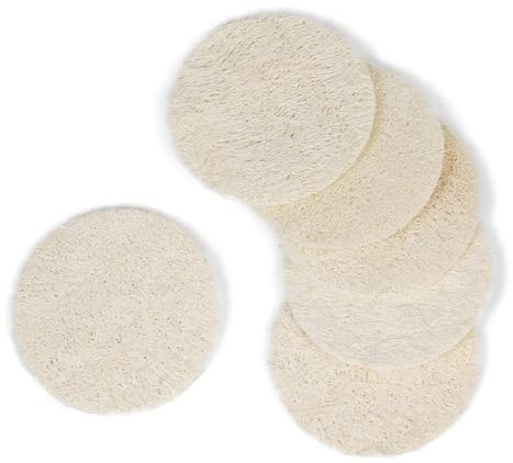 Eco Bath London Natural Loofah Face Exfoliating Scrubber Pads - Facial Pad Scrubber, 6 Pack - Face Exfoliator Pad, Facial Scrubber, Exfoliating Face Sponge for Smooth and Radiant Skin
