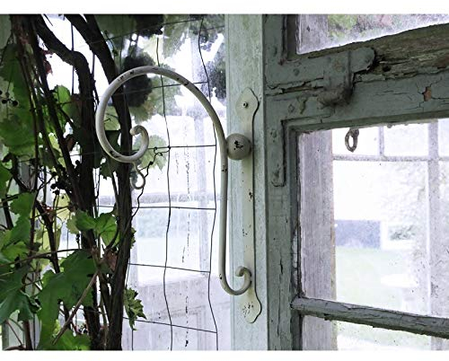 Chic Antique Haken Wandhaken f. Blumenampel Metall Laterne Shabby Creme Landhaus…H35xL25xB5cm Antikweiss Gusseisen
