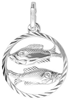 My Gold Damen Herren Kinder Anhänger Sternzeichen Fische Sterlingsilber 925 ECHTES Silber (Ohne Kette) Rund Ø 12mm Silberanhänger Gavno A-07068-S912-Fis