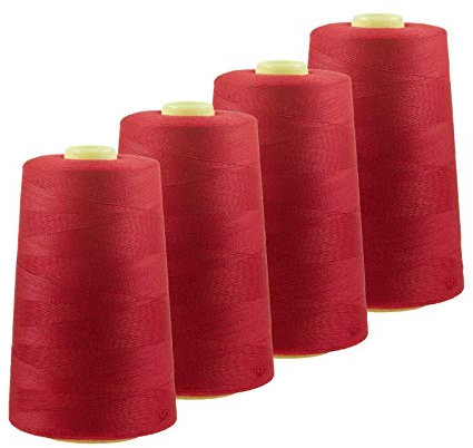 4 x 4572m Qualitäts Overlock-Garn Overlock-Nähgarn Oeko-Tex Farben 541 bis 580, Farbe:A571 karminrot
