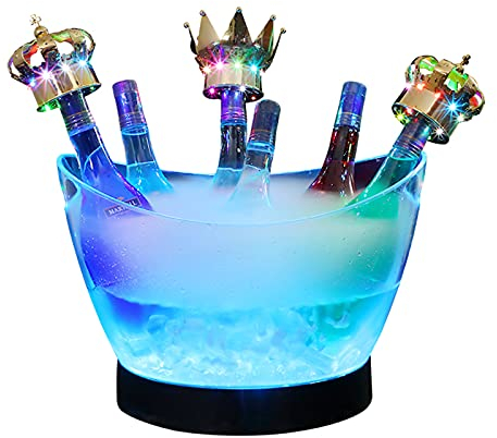 Seau À Champagne Lumineux LED 8L, Multicoloré Cooler LED Ice Bucket avec 7 Couleurs Changement, Seau À Glaçons Lumineux - Seau Champagne Multicolore pour Intérieur/Extérieur