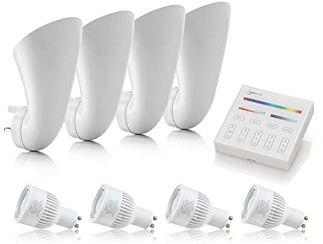 Auraglow Steckdosen Uplighter, Smart GU10 Lampen, Touch Schalter, 4er Pack