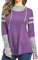 iChunhua Felpa con cappuccio da donna con fori per il pollice a maniche lunghe T-shirt con coulisse e tasche S-XXL, Viola, L