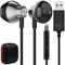 TITACUTE USB Earphones for PC, Computer Earphones for Laptop USB A Headphone with Mic Mute Volum Control Wired Earbuds Nosing Canceling Cord Headset for Desktop Game Office School Online Meeting Black