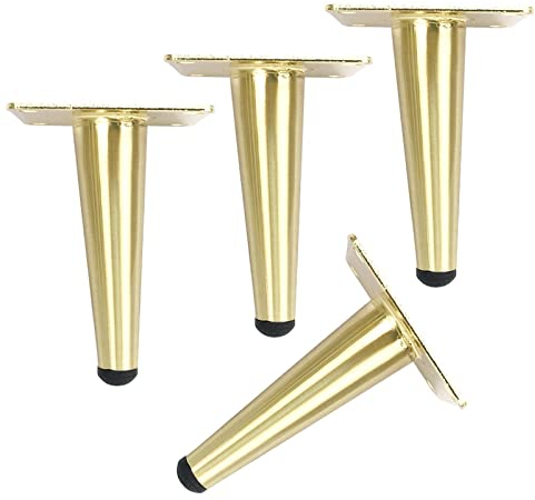 4 Möbelbeine Möbelfüße Tischbein aus Metall,Sofa Füße Kabinettfüße Schrank Stützfüße,DIY Möbel Zubehör für Bett Couchtisch Nachttisch,Gerader Kegel,Mit Schrauben,Gold Gebürstet (72cm/28.3in)