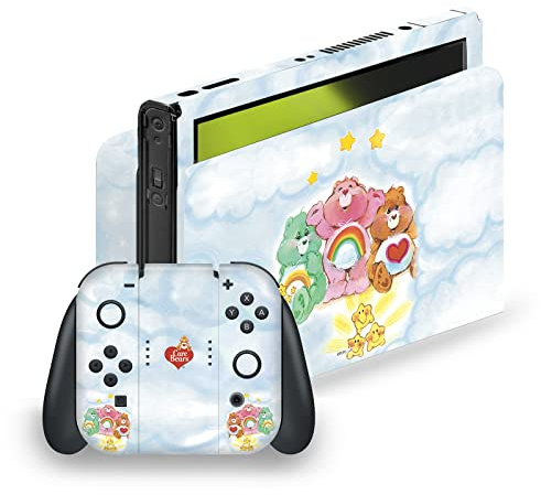Head Case Designs Offizielle Care Bears Gruppe Klassisches Vinyl Haut Gaming Aufkleber Abziehbild Abdeckung kompatibel mit Nintendo Switch OLED Bundle