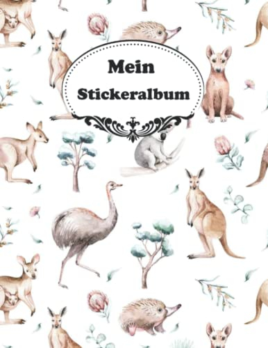 Stickeralbum: Känguru Sticker-Thema, Sticker-Sammlung Stickeralbum für Mädchen, Blanko-Sticker...