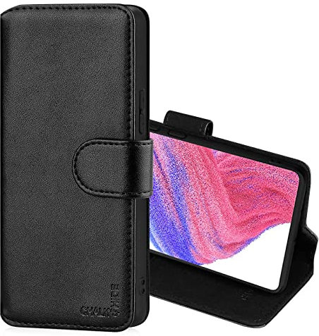 CHALK & HIDE - Real Leather Book Wallet Flip Case Cover For Samsung Galaxy A53 5G (2022), Real Leather Design With Card Slot, Magnetic Closure and Built In Stand - Black