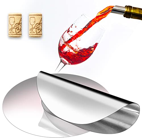 XIANGLONGY 50 Pezzi Salvagoccia Vino+2 Tappi di Sughero, Versatore Vino in Alluminio, Salvagoccia Bottiglia di Vino per Evitare Che Il Vino Rosso Goccioli Durante Il Versamento.