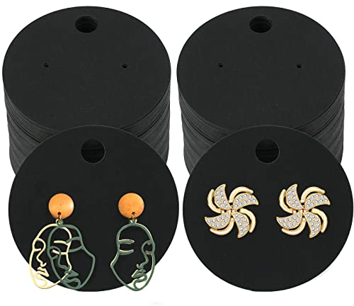 jijAcraft Ohrring Display Karten Schmuck Display Karten Ohrstecker Display Halter Karten – Runde Karten zum Aufhängen von Schmuck und Ohrringen (Schwarz)