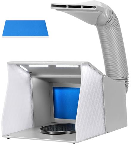 VIVOHOME Cabina de Pintura con Aerógrafo de Doble Ventilador con 4 Luces LED Portátil Cabina de Ventilación para Aerografía con Filtro Adicional Pintar Modelo