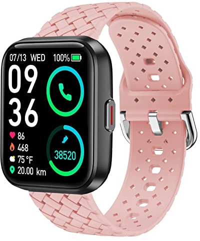 Blueshaweu Armband Kompatibel Für Aeac 208bt Smartwatch, Weben Silikon Classic Ersatz Uhrenarmband Für ENOMIR 208 / Aeac ID208 / Oraimo ID208 BT/Tensky id208bt Smartwatch (Rosa)