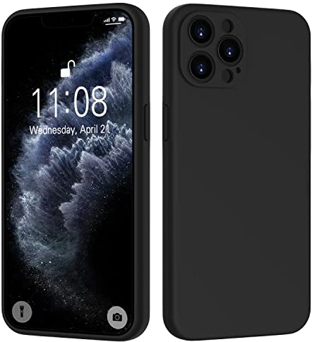 HGH Flüssig Silikon Hülle für iPhone 11 Pro Hülle, Hanyhülle iPhone 11 Pro, Schutzhülle Case Cover Innenfutter Abdeckung,360° Voll abgedeckte stoßfeste Handyhülle für iPhone 11 Pro 6.1 Schwarz