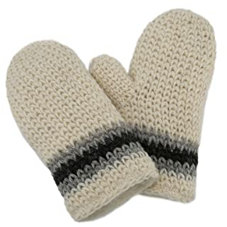 Hollert Handgestrickte Fausthandschuhe Bernie gefüttert Merinowolle Weiß