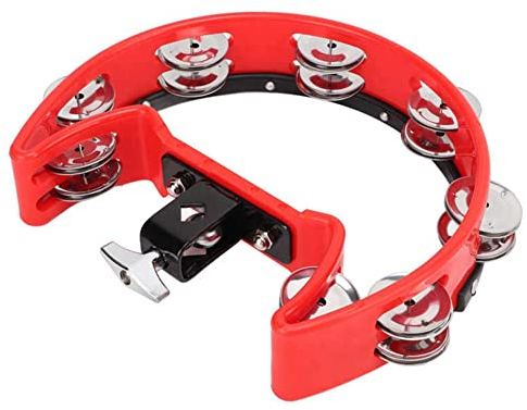 ISTOVO Half Moon Handmusik Glocke Instrument Schlagzeug Begleitung Handrassel Rassel Perkussionsinstrumente Teile Tamburin, Rot