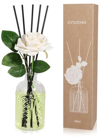 200ml Raumduft Jasmine Mit 5 Duftstäbchen,Reed Diffuser für Schlafzimmer Büro Badezimmer Regal Dekor