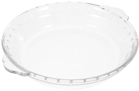 Lurrose 8 Inch Round Glass Baking Dish Glass Pie Pan with Handles Glass Flan Dish for Baking Fruit Pies Quiches in Microwave Oven