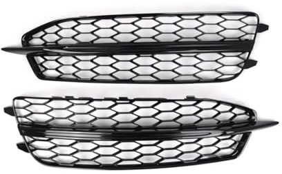 MODADA Nebelscheinwerfer-Abdeckung Auto Frontstoßstange Nebelscheinwerfer Gitter Honeycomb Hex Grill Abdeckung Glanz Schwarz Für Audi A6 C7 S Line S6 2011 2012 2013 2014 Front Kühlergrille(09)